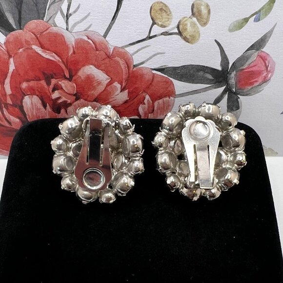 Vintage Amber Tones Aurora Borealis Dome CLIP Earrings 1960s - Picture 9 of 9